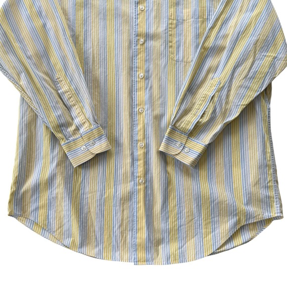 Vintage Nautica Button Down Shirt Blue Yellow Striped Oversized Preppy Cotton L - Picture 4 of 16